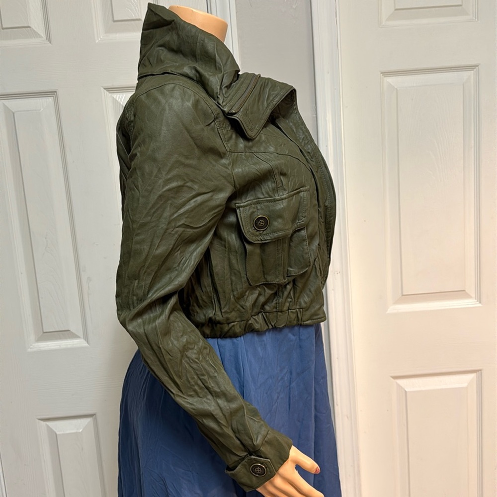 BEBE Faux Leather Green Jacket - Picture 13 of 16